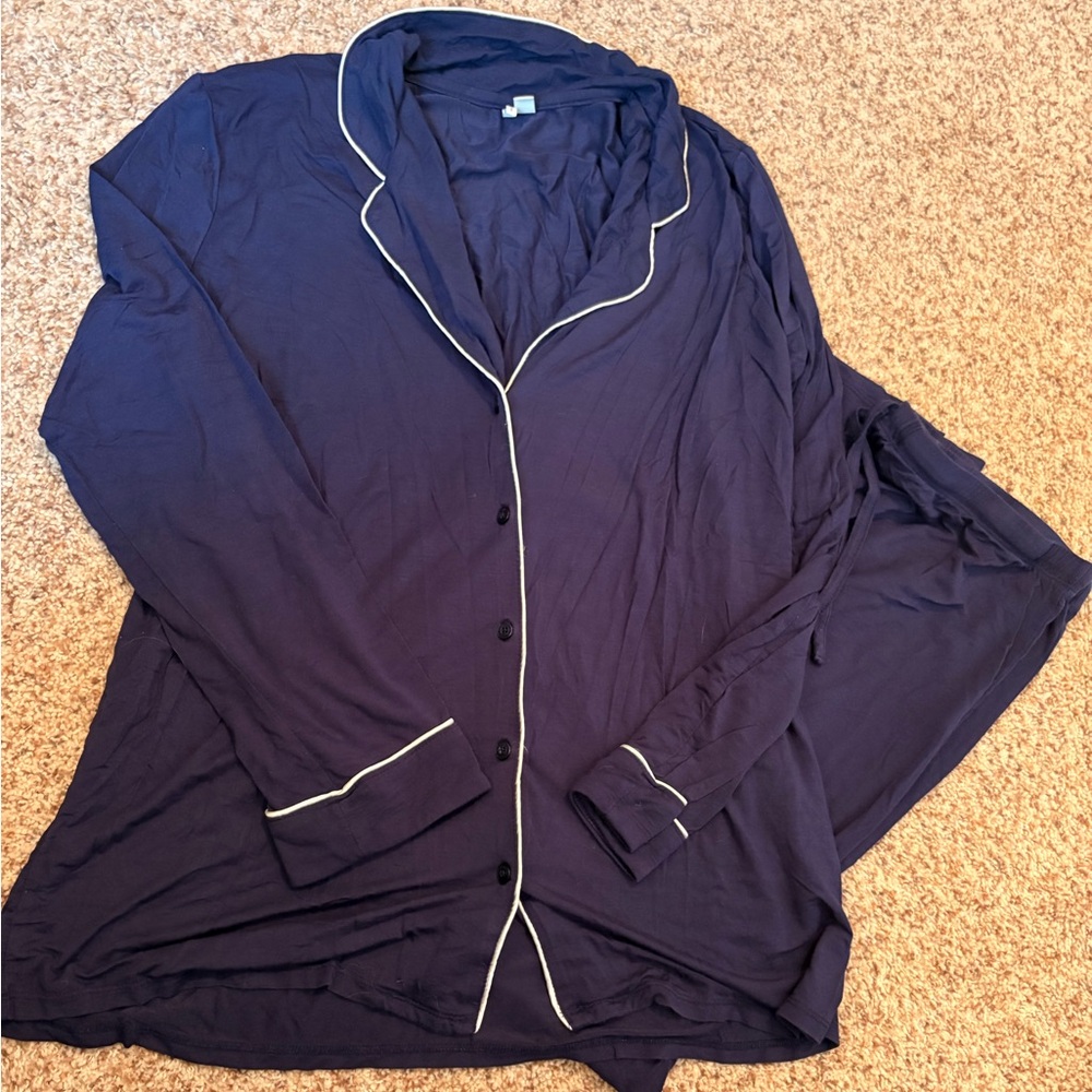 Nordstrom Moonlight Dark Blue Pajama Set with White Trim